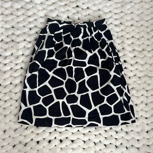Michael Kors Black and White Patterned A-Line Skirt